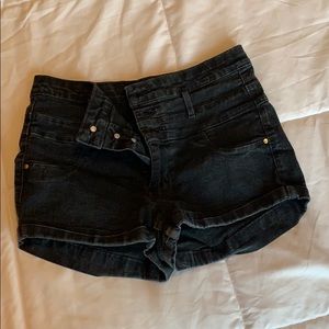 Black high waisted jean shorts